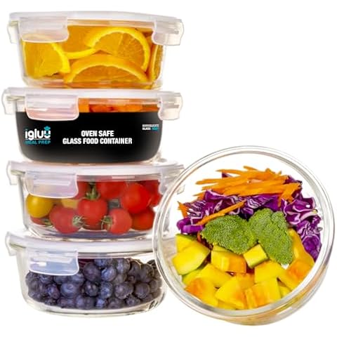 Igluu Meal Prep Glass Containers with Extra Lid Cover