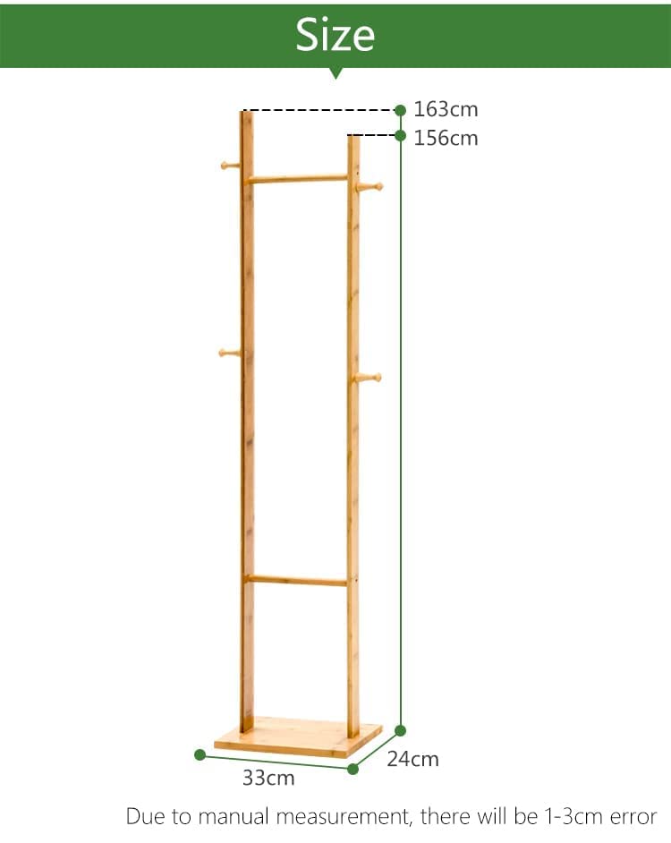 Image of Ginoya Brothers Wooden Coat Rack, Freestanding Hall Tree with Hooks Easy to Assemble Suitable for Children and Adult, Hat Clothes Rack Stand for Bedroom Office Entrance. (92-3 Beige)