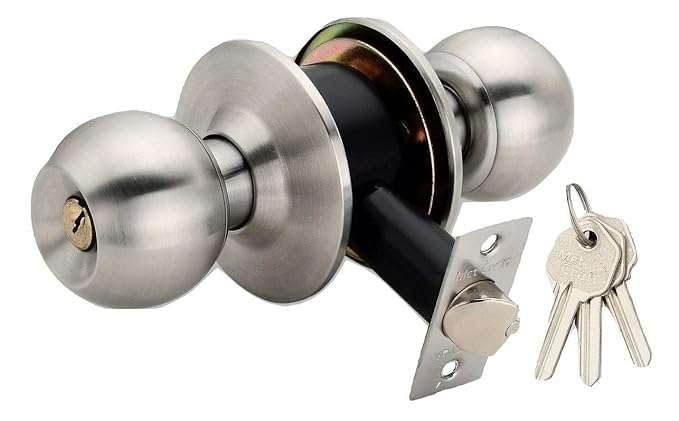 Ontap Premium Stainless Steel Cylindrical Latch Tubular Door Lock β Classic Design with Keys for Main Door Lock