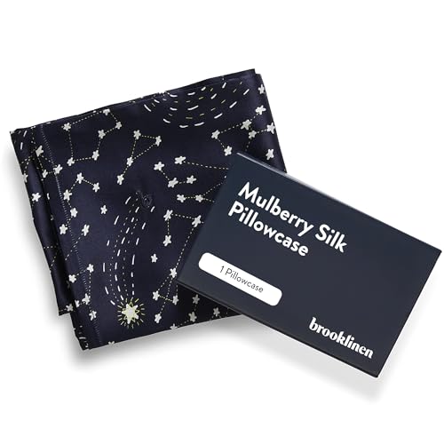 Brooklinen Mulberry Silk Pillowcase – 100% Pure Silk Pillow Case, Soft & Durable, Anti-Friction Comfort, Hight Quality Smooth Texture – Machine Washable & Breathable – Standard Size (Celestial)