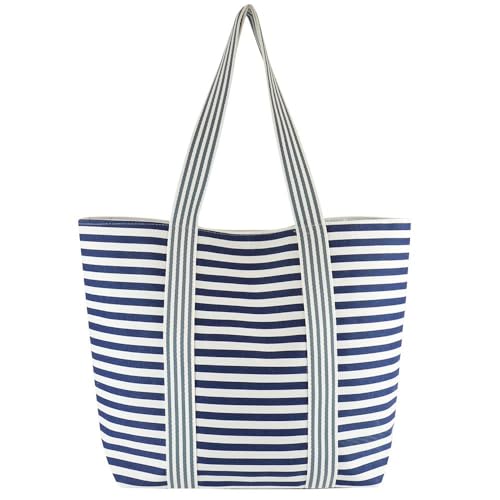 Sac de plage en toile A2Z à rayures bleues pour femme