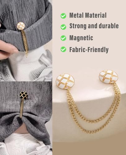 Image of Magnetic Clips with Chain Hijab Magnets for Pant Hem Leg & Sleeve Adjuster Hijab Scarf for Women for Clothing Accessories with Rhinestone Embellishments