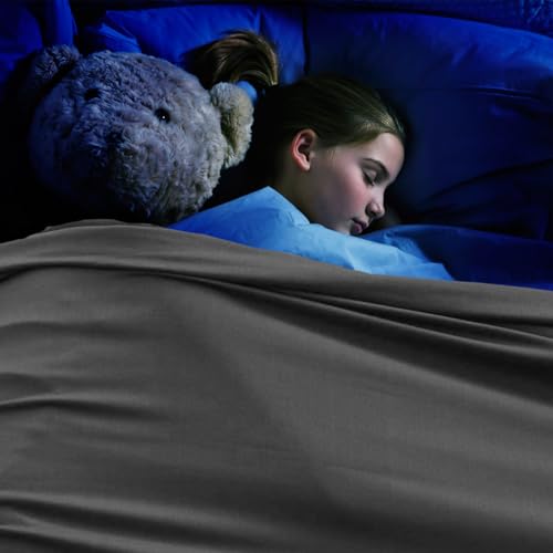 Image of Ntomtuex Sensory Bed Sheet for Compression Reduced Pressure Weighted Blanket to Keep Nice Sleeping Comfortable with Light Breathable Polyester, Blue, 54 inchx60 inch