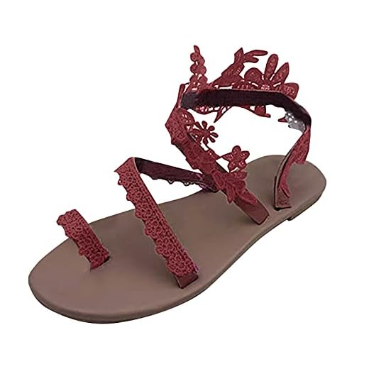 Arestory Womens Crochet Lace Sandals UK Clearance Bohemia Sliders Flower Toe Post Sandal Ladies Classic Platform Flip Flop Open Toe Flat Slip-On Shoes Comfortable Touch Fastening Summer Footwear