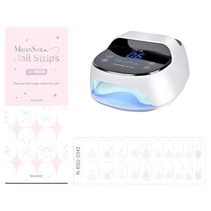 MelodySusie Semi Cured Gel Nail Strips with MelodySusie Cordless Gel Nail Lamp, Rechargeable UV LED Nail Dryer