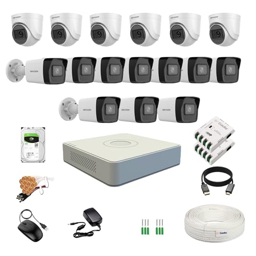 Image of Clocite HIKVISION 16 Channel DVR with Wired 2MP 6 Dome & 10 Bullet Cameras (Day /Night Vision) + 4TB HDD + Cable Roll (1+3) 8 CH Power Supply 2 Nos + BNC & DC Full Combo Kit