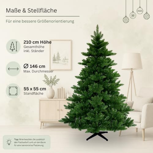 RS Trade Künstlicher Weihnachtsbaum 19001 Spessarttanne Classic 210 cm mit Metallständer aus PVC, grüner Christbaum, Kunsttannenbaum… – Ansicht 6