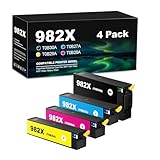 982X 982 Ink Cartridges Replacement Set for HP982X Compatible with HP for PageWide Enterprise Color Flow MFP 785f 785zs MFP 780dn 780dns 765dn Printers (Black Cyan Magenta Yellow)