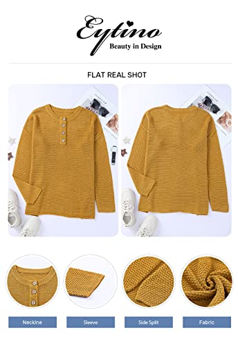 Image of Eytino Womens Plus Size Sweaters Casual Long Sleeve Loose V Neck Button Henley Tops Pullover Knit Jumpers,(1X-5X)