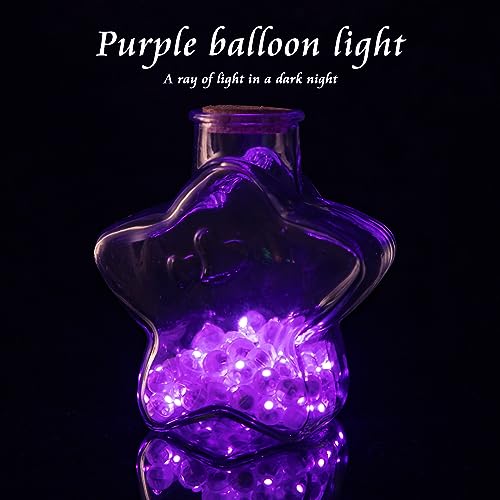 Image of 50pcs Balloon Lights Mini Led Lights Round Long Standby Time Multicolor Ball Lamps Paper Lantern Balloon Liamps for Birthday Party Christmas Halloween Decoration Purple