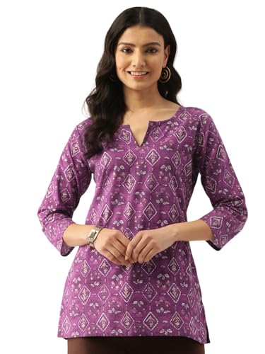 Image of feranoid Designer V-Neck Short Straight Kurti with 3Quarter Sleeves