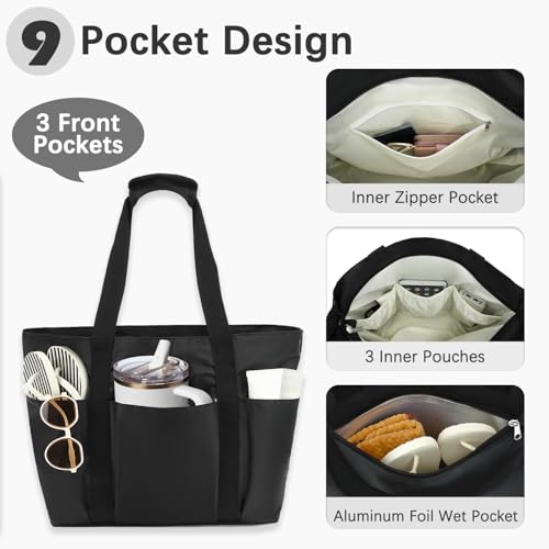 Image of Fammart Mesh Beach Bag for Women, Large Beach Toy Pool Bag with Zipper Pocket, SandProof Cruise Essentials 2026 Family Travel