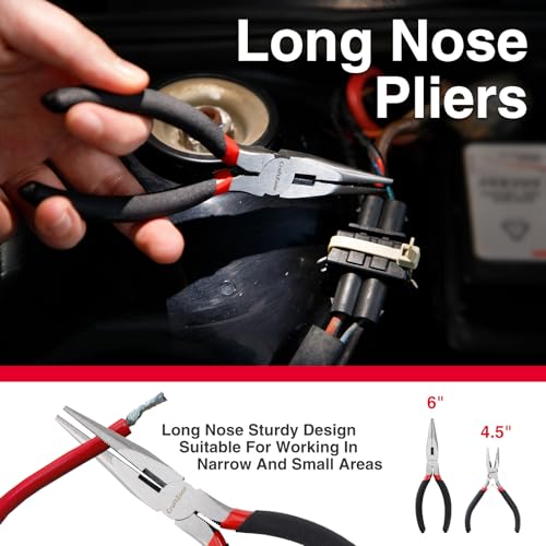 Image of 7 Piece Professional Pliers Set With Long Nose, Linesman, Water Pump, Slip Joint And Diagonal Cutting Pliers, Heavy Duty Hand Tool Set For Electrical Work, Home DIY And Automotive Repair