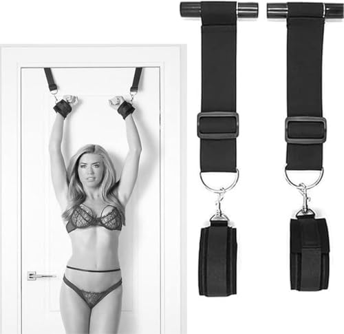B`D-S-M 1 paire de bracelets de poignet en nylon sur la porte pour chambre à coucher noir Accessoires