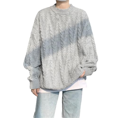 Men's Knitted Solid Sweater Crew Neck Loose Casual Jumpers Pullover Couple Sweaters