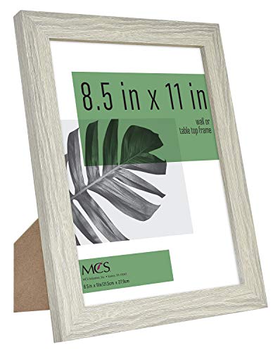 MCS Studio Gallery 8.5x11 Picture Frame Gray Woodgrain, Rectangle Photo Frame for Photos, Posters & Art Prints & Easel for Tapletop Display (4-Pack)