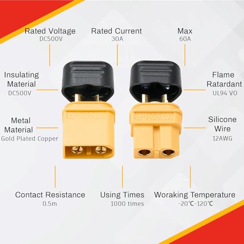 Image of Frienda 24 Pair XT60 Connectors (XT60 Upgrade) LiPo Battery Connectors Male Female Bullet Connector Plugs for RC Parts LiPo Battery