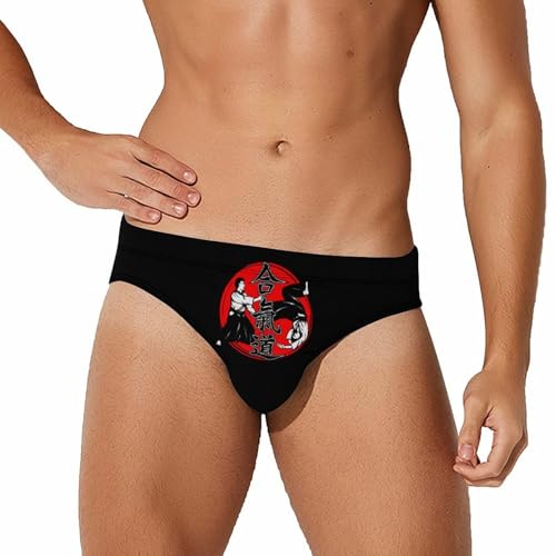 Aikodo Japanese Martial Mens Swim Briefs Quick Dry Swimming Trunks Training Swimsuit Low Rise Swimwear