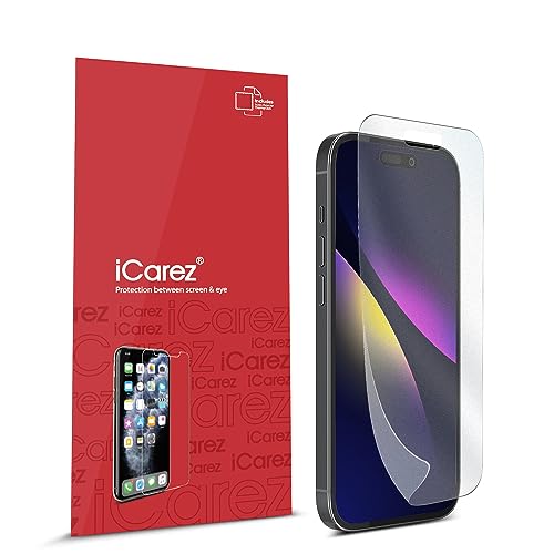 iCarez Protector de pantalla mate antirreflejos HD para iPhone 16 de 6.3 pulgadas 2024 [3 unidades] (compatible con fundas) de alta calidad, sin burbujas, fácil de aplicar con instalación de bisagra