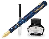 Octopus Esterbrook Niblet Nouveau Blue Gold Füllhalter mit 30 ml Schreibtinte, Schwarz und Konverter