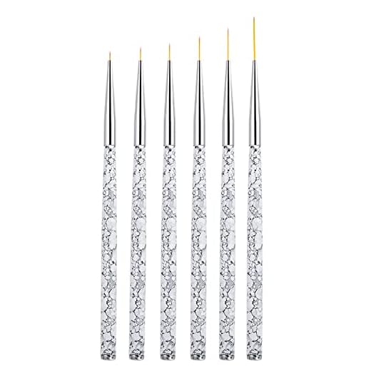 6 Piezas Pincel Fino para Uñas, 5/7/9/11/15/20 mm Pinceles Uñas Gel Profesionales, Set Pincel Acrilico Herramientas de Manicura para Diseño Creación Nail Art