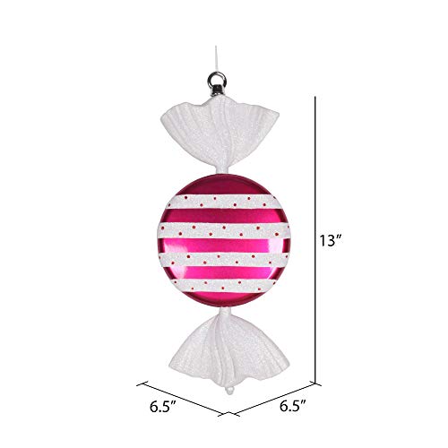 Bonbons plats en plastique Vickerman design pailleté cerise - 3