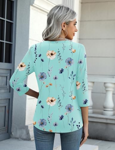 Image of Zeagoo Womens Blouse Casual 3 /4 Length Sleeve V Neck Basic T-Shirts Spring Summer Cute Tunic Tops Business Work Tees