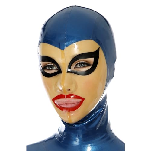 LTMDESH Latex Masken SM Fetisch Erotik Masken Herren BDSM Bondage Cosplay Maske Gummimasken Sex Masken Halloween Masken Party Masken Sklavenmasken Bestrafungsspiele Sexspielzeuge,M,Blue