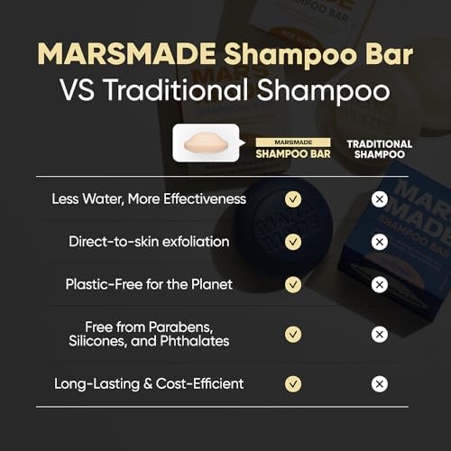 Image of MARS MADE Tea Tree Shampoo Bar 2.0 - Hydrating & Moisturizing Natural Hair Soap Bar Shampoo for Excess Oil Build-Up & Scalp Nourishment - Bathing Soap Solid Shampoo for All Hair Types (120g, 4.23oz)