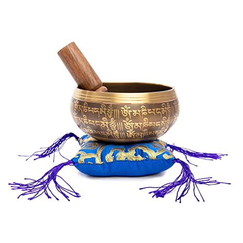 Image of Tibetan Singing Bowl Set - Easy To Play Authentic Handcrafted For Meditation Sound Chakra Yoga Healing By Himalayan Bazaar