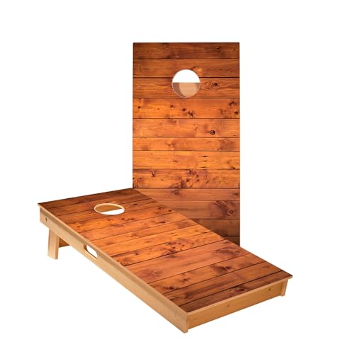 Skip's Garage Barn Wood Cornhole Boards - Includes (2) Boards (NO Bags) + (2) Hole Lights & (2) Edge Lights