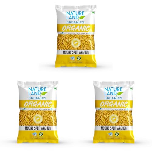 Image of Natureland Organics Moong Dal Yellow /Split Washed 500 Gm - Organic Healthy Pulses (Pack of 3)