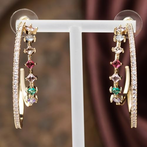 Rhinestone Hoop Earrings for Women Crystal Dangle Hypoallergenic Hoop Earrings Cubic Zirconia Earrings Party Wedding Jewelry Gift3