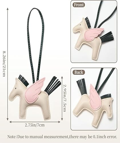 Image of NHCDFA 2PCS Bag Charms for Women, Horse Keychain Bag Accessories, Adorable Handbag Decorations for Tote Bags and School Bags, Brown-Pink and White-Pink Combinations