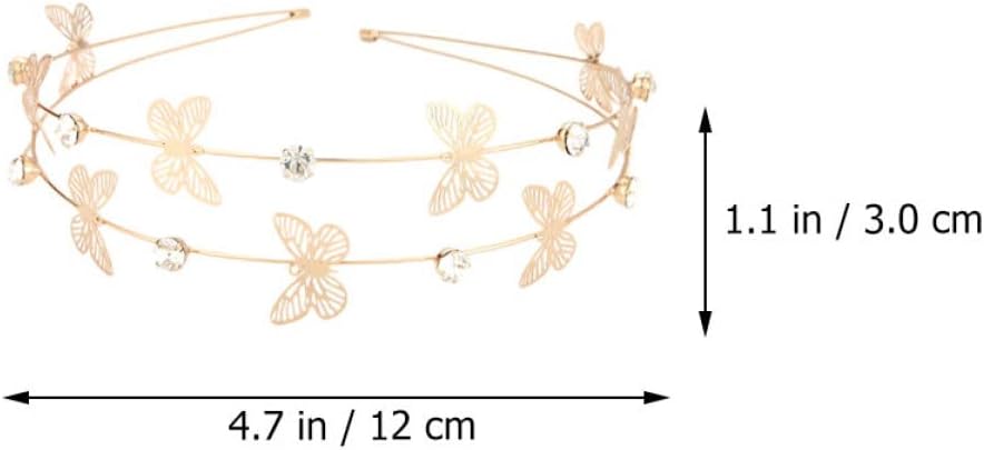 minkissy Moon Decor 6pcs Retro Hairbands for Women Metal Ornaments Multi Shaped Layer Flower Headband, Butterflies Headdress Star Bride Wedding Wire Decorative Design Crystal Wedding Decor