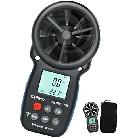 Upgrade Digital Anemometer, Kethvoz Handheld Wind Meter to Measure Air Velocity Speed Temperature, Wind Gauge with Barometric Wind Chill Indicator Test Humidity Dew Point Altitude KE-866B-WM Cover