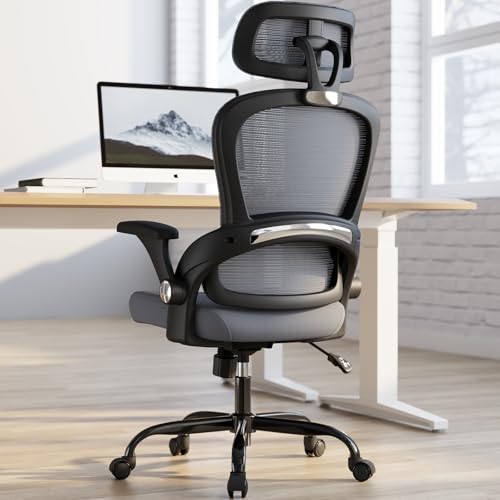 Image of TRALT Office Chair - Ergonomic Office Chair with Back Support, Home Office Desk Chairs, 330lbs Wide Seat Big and Tall Office Chairs with Headrest, Comfy Desk Chairs (Grey Black)