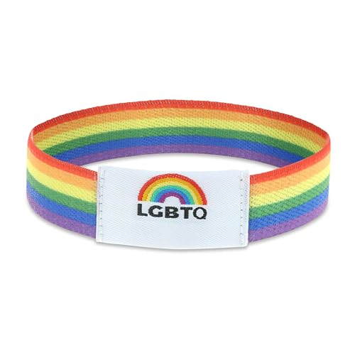 Made by Nami Regenbogen Armband Elastisch LGBTQ Armband Stoff Queer Gay Trans Pride Festival Schmuck (Weiß)
