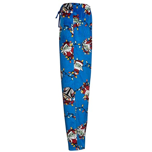 Star Wars Yoda Grogu Tangled Christmas Lights Blue Lounge Pants2