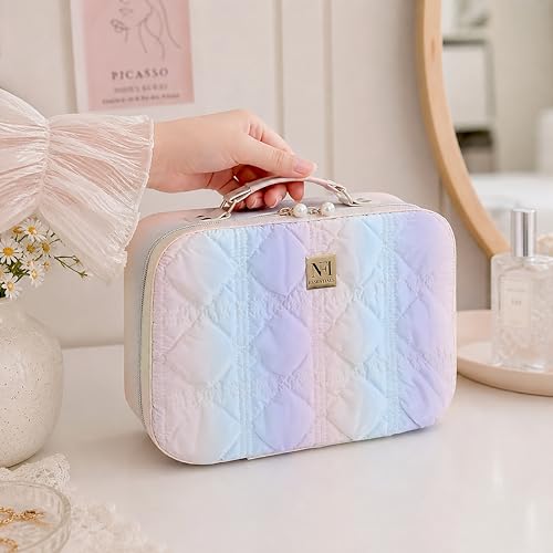 Image of NFI essentials Printed Makeup Box Set of 2 Cosmetic Box Jewellery Bridal Box Trousseau Box Vanity Beauty Case Organizer for Wedding Makeup Bag for Bride