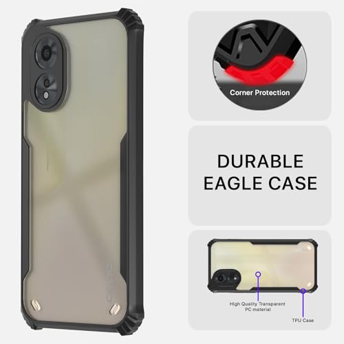 Image of Pikkme Oppo A38 4G / Oppo A18 4G Back Cover | Crystal Clear Transparent Back | Ultra Hyrbid | Full Camera Protection | Raised Edge | Bumper Back Case (Black)