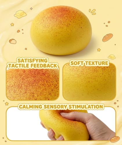 Image of Bread Squishy, Squishy Toy, Taba Squishy-Super Soft Thick Toast Slow Rising Squeeze(Pink) (Pink) (Yellow)