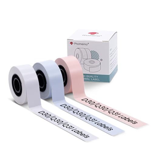 Phomemo Q31/Q30 Étiquettes 15 mm x 6 m, papier sans fin, vierges lavande blanche, rose Étiquettes thermiques pour Phomemo Q31/Q30S/Q30 etiqueteuse