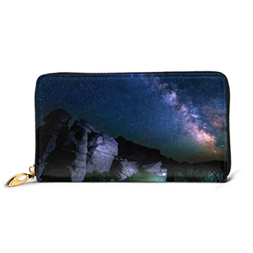 Preisvergleich Produktbild JHGFG Mode Handtasche Reißverschluss Brieftasche Feurige Galaxie Milchstraße Nachthimmel Telefon Kupplung Geldbörse Abendkupplung Blockieren Leder Brieftasche Multi Card Organizer