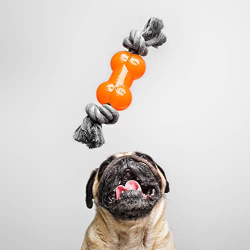 gloria TPR Orange Rubber Bone with Rope (Large), L - Image 2