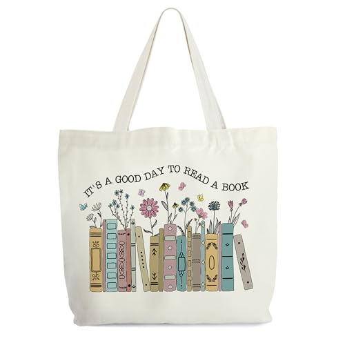 Sacola feminina floral para livros, It's A Good Day To Read A Book, bolsa de presente para amantes de livros, bolsa de livros de biblioteca, bolsa de ombro de leitura para amantes de livros,