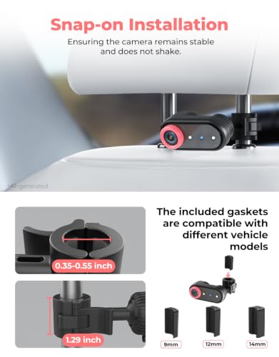 Image of LUCKVIEW Baby Car Camera 3X Zoom Monitor | 1080P Display & Auto IR Night Vision, Rear-Facing View Mirror, 5.2 inch Easy Install for Parents & Pet Owners BM2A(Red)