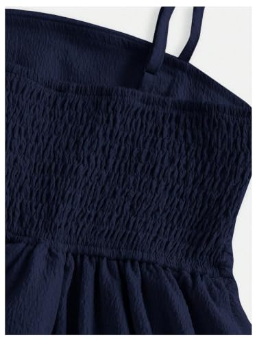 Image of SHENHE Girl's Smocked Ruched A Line Swing Dress Layered Tie Shoulder Flowy Cami Short Dress