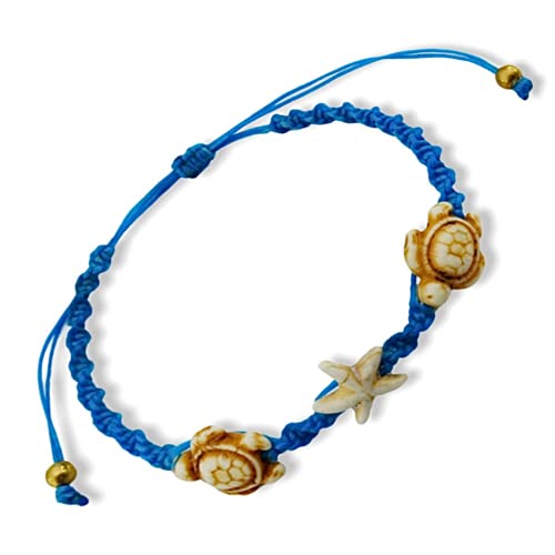 Bracelet or Anklet Sea white Turtle-Star in Blue Bracelet or Anklet Turtle Hemp Bracelet Hawaiian