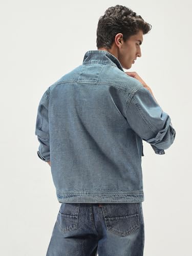 Image of Urbano Fashion Men's Relaxed Fit Full Sleeve Utility Denim Jacket